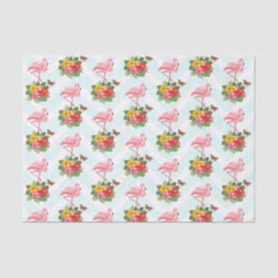 Papier Mousseline Flamant rose rose & Hibiscus Tropical Fancy Motif