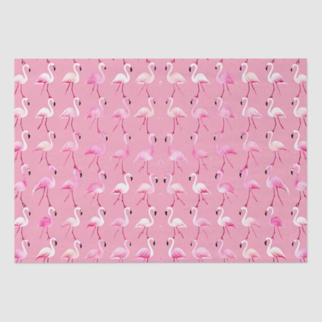 Papier Mousseline Flamant rose rose paradis : Motif aquarelle (Recto)