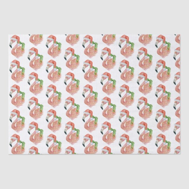 Papier Mousseline Flamant rose rose tropical Noël Santa Hat (Recto)