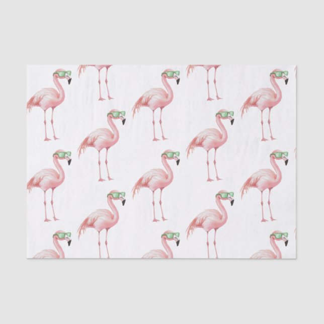 Papier Mousseline Flamant rose rose vert Anniversaire (Recto)