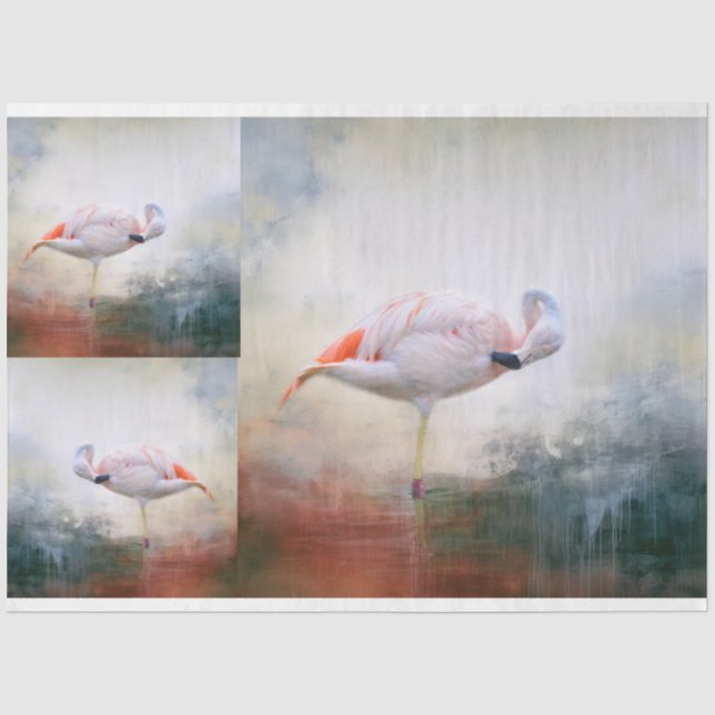 Papier Mousseline Flamant rose rose X3 Découpage (Recto)