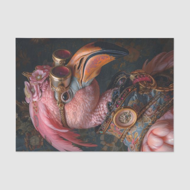 Papier Mousseline Flamant rose Steampunk (Recto)