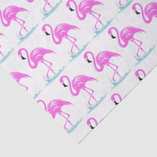 Papier Mousseline Flamant Rose Tropical Debout dans l'Eau #7