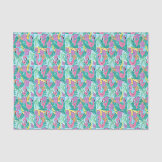 Papier Mousseline Flamant rose Tropical Jungle Imprimer (Recto)