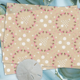 Papier Mousseline Flamants roses à Seashells Beach Noël