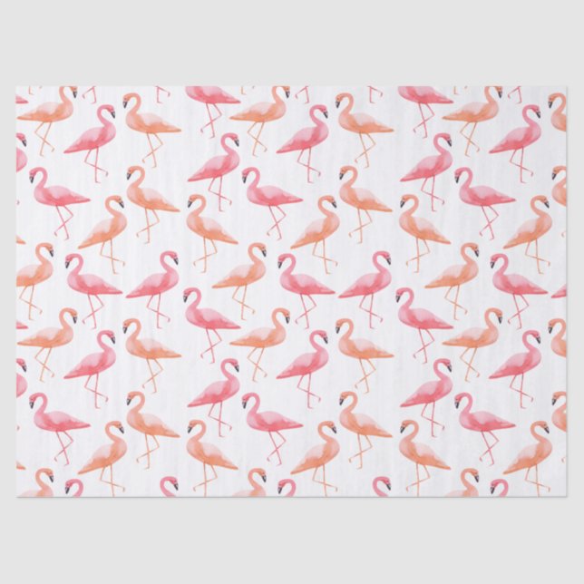Papier Mousseline Flamants roses aquarelles (Recto)