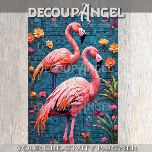 Papier Mousseline Flamants roses en Mosaïque (Créateur téléchargé)