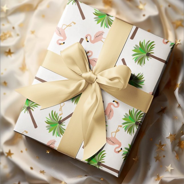 Papier Mousseline Flamants roses Et Palmiers (Créateur téléchargé)