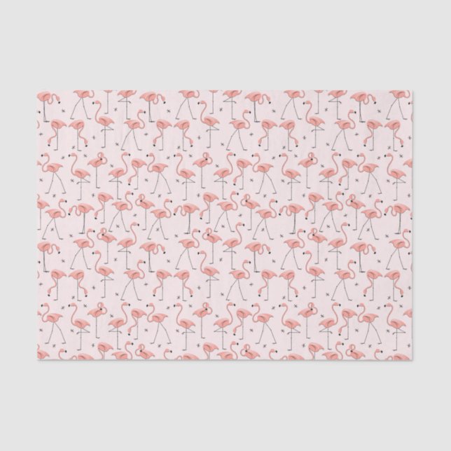 Papier Mousseline Flamants roses Papier en tissu rose (Recto)