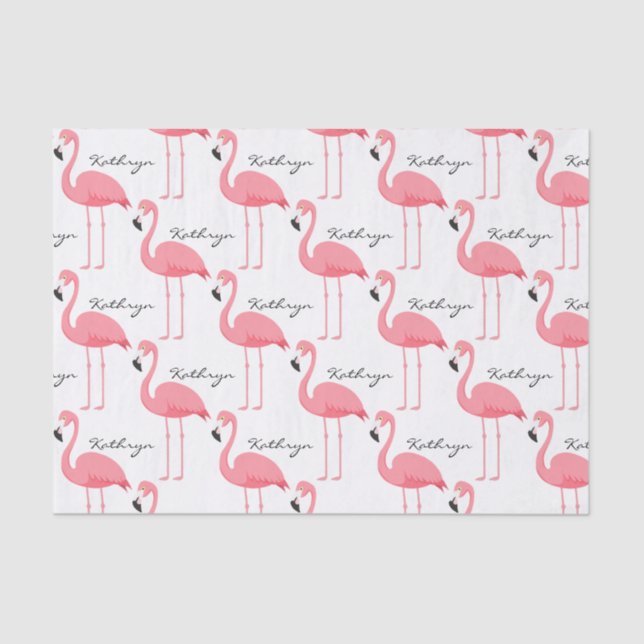 Papier Mousseline Flamants roses personnalisés Feuilles de papier en (Recto)