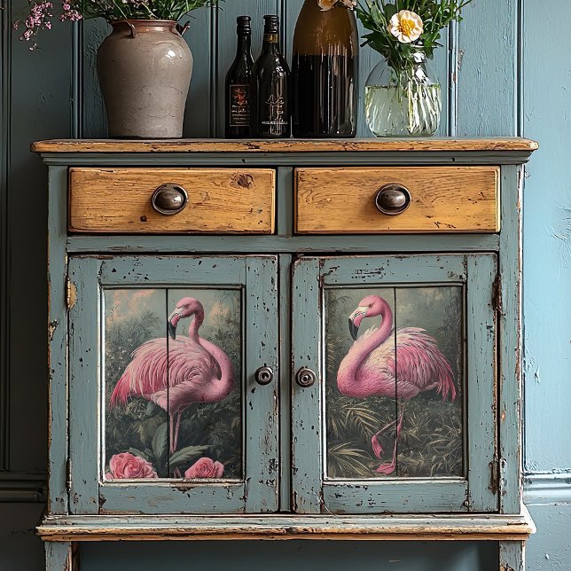 Papier Mousseline Flamants roses roses victoriens Vintages (Créateur téléchargé)