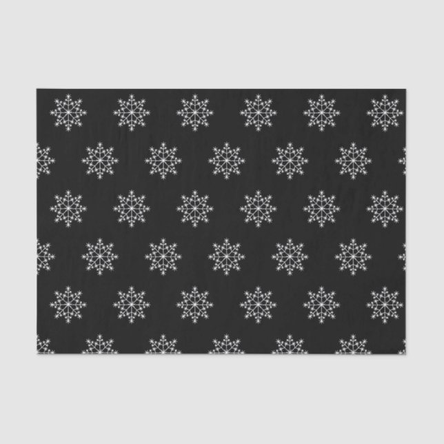 Papier Mousseline Flambeau de neige Motif Noël Noir Blanc (Recto)