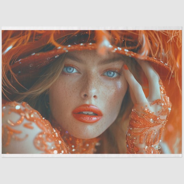 Papier Mousseline Flamboyance Flamboyance Lady en Découpage orange (Recto)