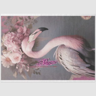 Papier Mousseline Flamboyant Oiseau Flamant et Art Floral