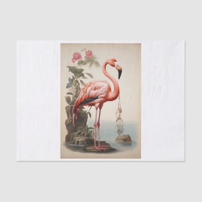 Papier Mousseline Flamingo decoupage tissue (Recto)