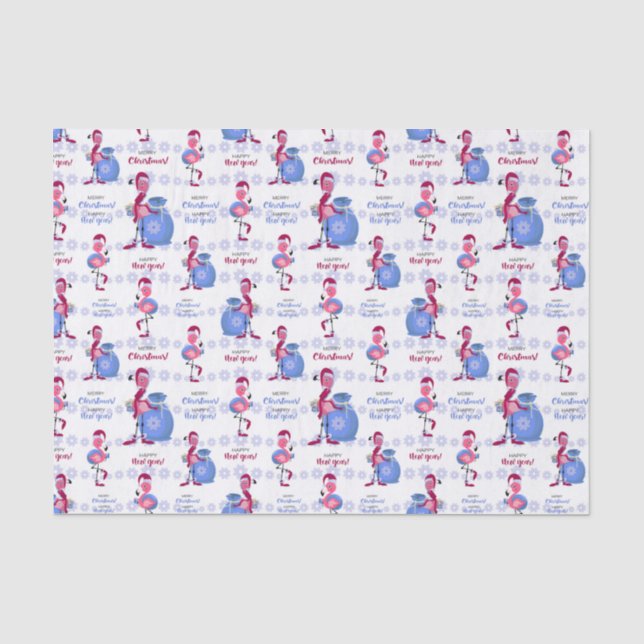 Papier Mousseline Flamingo Noël Tropical  (Recto)