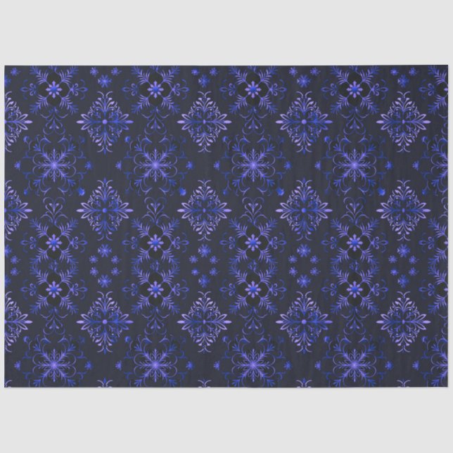 Papier Mousseline Flamme de neige noire et bleue (Recto)