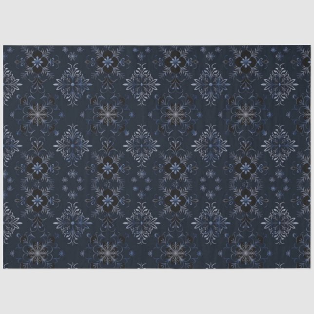 Papier Mousseline Flamme de neige noire et bleue (Recto)