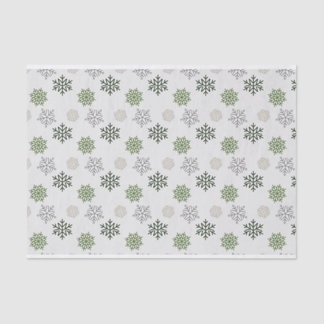 Papier Mousseline Flammes de neige de Noël Gold vert (Recto)