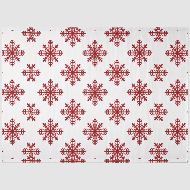 Papier Mousseline Flammes de neige rouges Noël blanc (Recto)