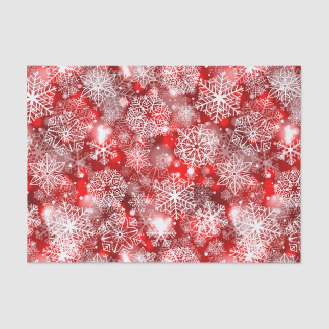 Papier Mousseline Flammes de neige sur rouge (Recto)