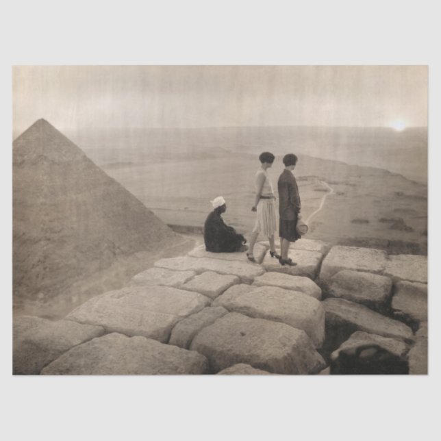 Papier Mousseline Flapper Girls Sunrise Khufu Pyramid, Égypte 1920 (Recto)