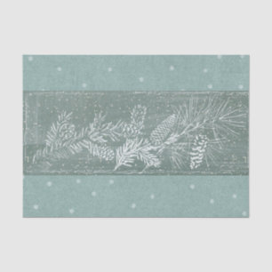 Papier Mousseline Fléau de neige Pinecone Turquoise Vert Vacances d'