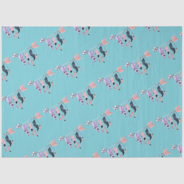 Papier Mousseline Flèche d'aquarelle et plumes (Recto)