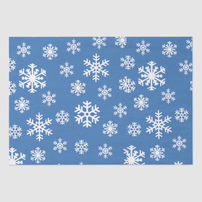 Papier Mousseline Flèche de neige bleue et blanche de Noël (Recto)