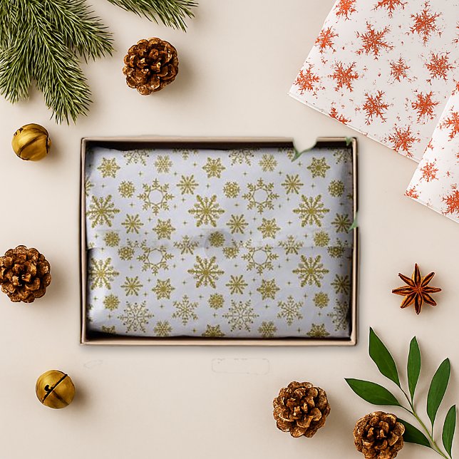 Papier Mousseline Flèches de neige en or Noël blanc (Créateur téléchargé)