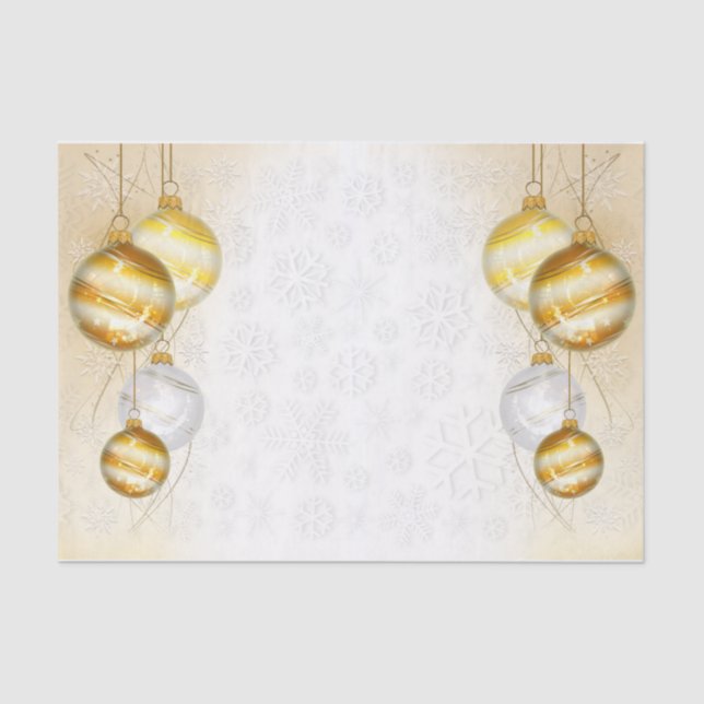 Papier Mousseline Fléchettes De Neige Et Boules De Noël (Recto)