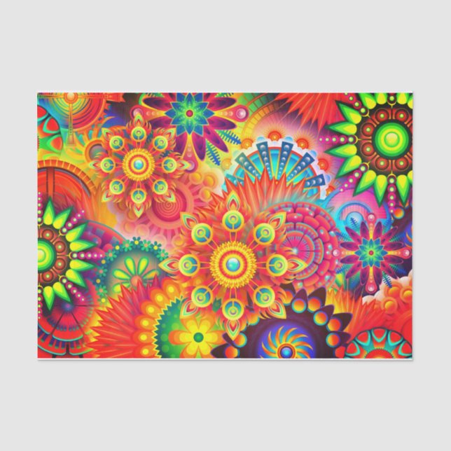 Papier Mousseline Fleur abstraite Boho (Recto)