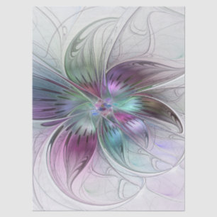 Papier Mousseline Fleur abstraite colorée Art fractal floral moderne