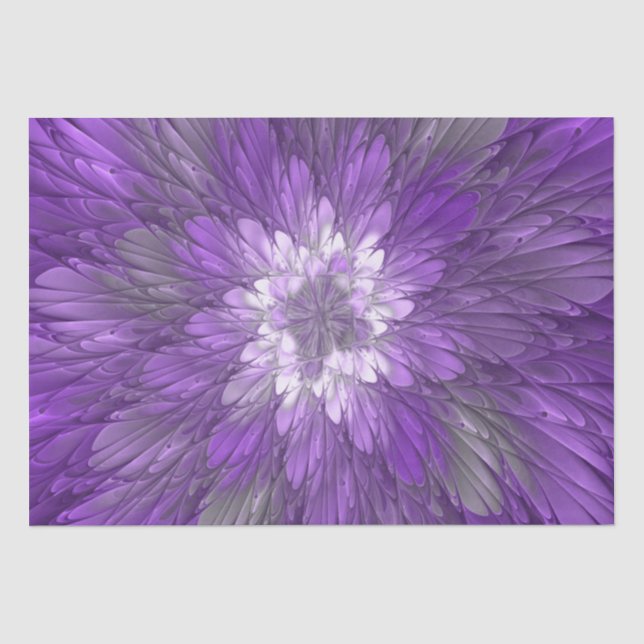 Papier Mousseline Fleur abstraite violette psychédélique Art fractal (Recto)