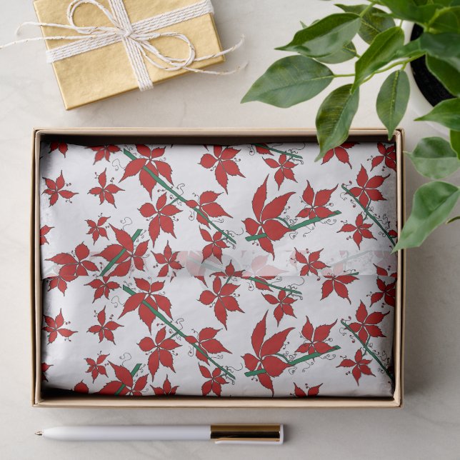 Papier Mousseline Fleur botanique rouge de Noël (Cadeau)