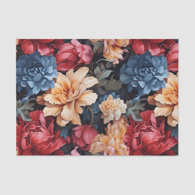 Papier Mousseline Fleur colorée  (Recto)