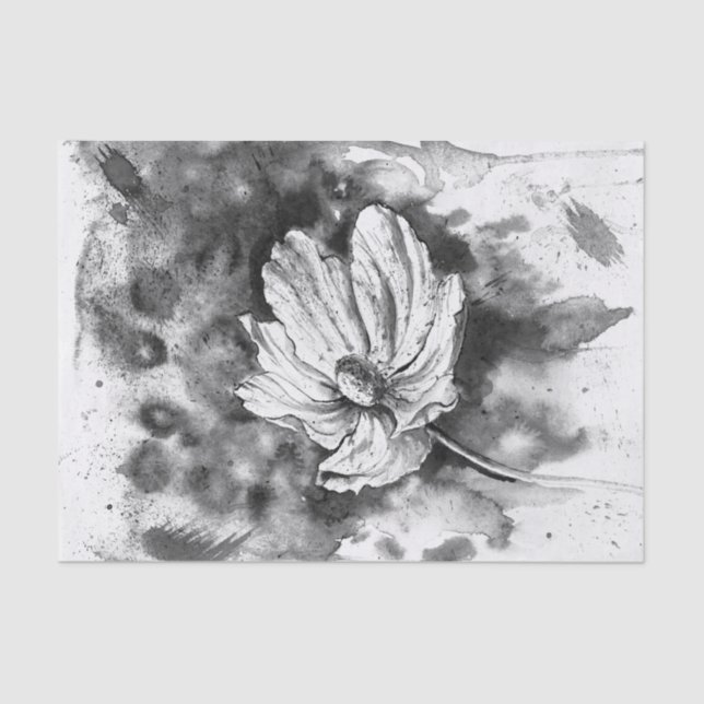 Papier Mousseline Fleur d'aquarelle noire (Recto)