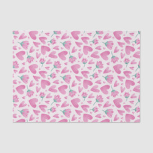 Papier Mousseline Fleur de Coeur Rose Motif mignonne Saint Valentin