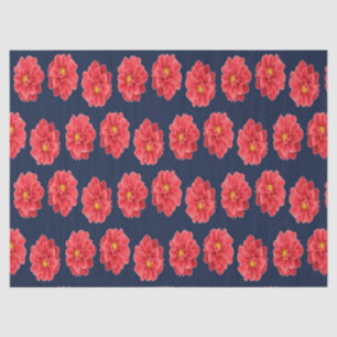 Papier Mousseline Fleur de dahlia rose en bleu