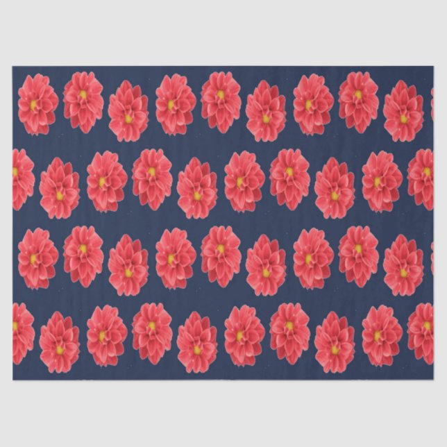 Papier Mousseline Fleur de dahlia rose en bleu (Recto)