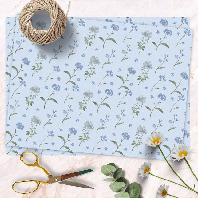 Papier Mousseline Fleur de fleur d'eau bleu Forget Me Not (In situ)