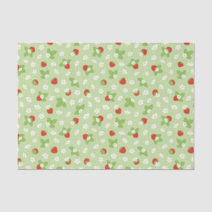Papier Mousseline Fleur de fraise Vert, rouge et blanc