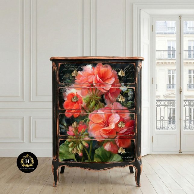 Papier Mousseline Fleur de Géranium Corail Decoupage (Créateur téléchargé)