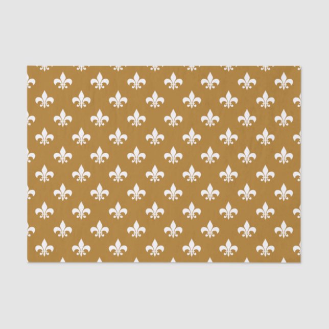 Papier Mousseline Fleur de lis blanc sur Mat Gold (Recto)