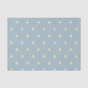 Papier Mousseline Fleur-de-Lis d'or sur Dusky Blue