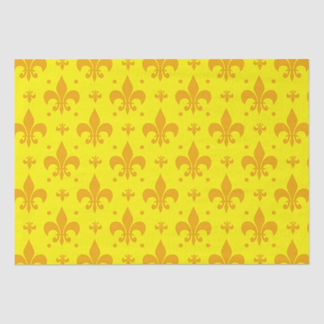 Papier Mousseline Fleur de lis Motif jaune (Recto)