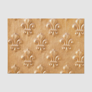 Papier Mousseline fleur de lis, mur en bois doré, bois vintage