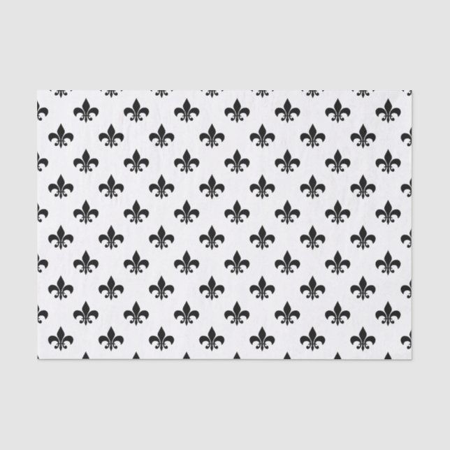 Papier Mousseline Fleur-de-lis noire sur fond blanc (Recto)