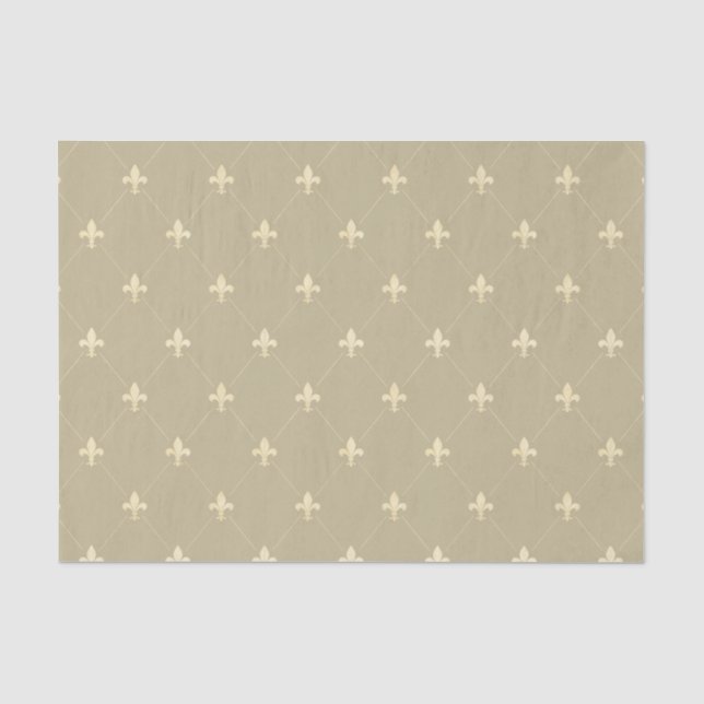 Papier Mousseline Fleur-de-Lis or Brown léger (Recto)