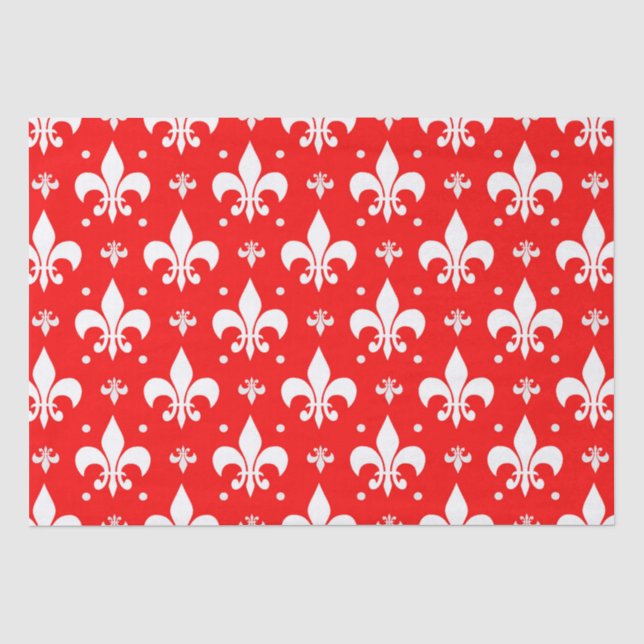 Papier Mousseline Fleur de lis rouge Motif (Recto)